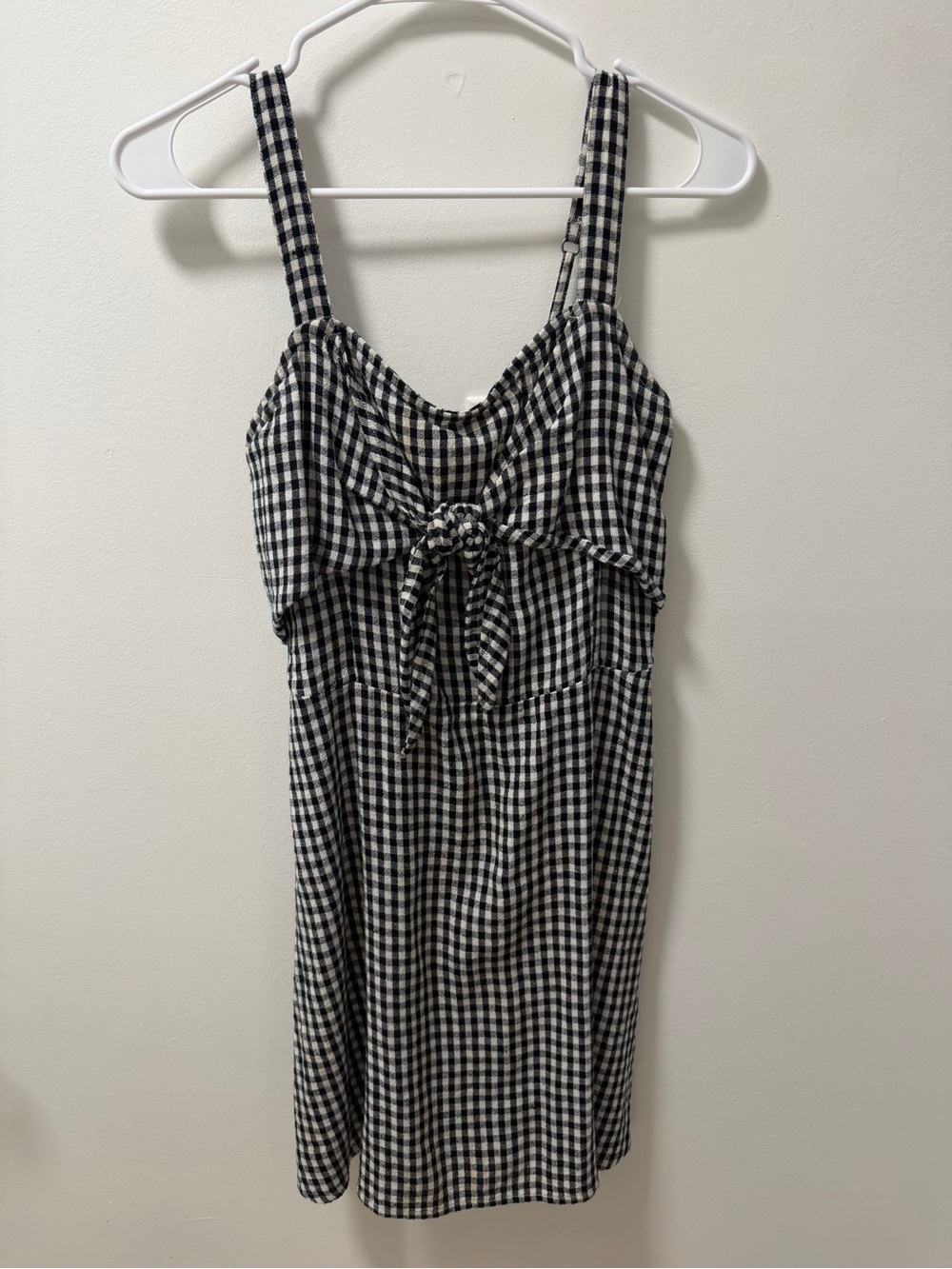 Hollister Black & White Gingham Tie-Front Sundress
